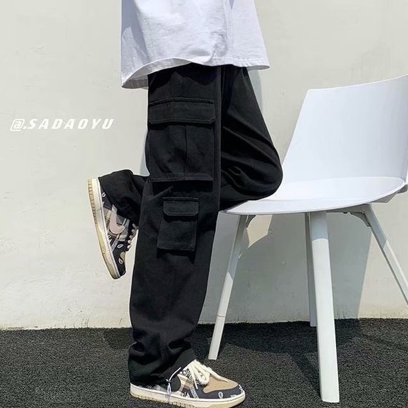 Quần Dài Thể Thao Ống Rộng quần ống suông Màu Trơn quần túi hộp nam Đơn Giản quần túi hộp nữ Thời Trang Dành quần nam