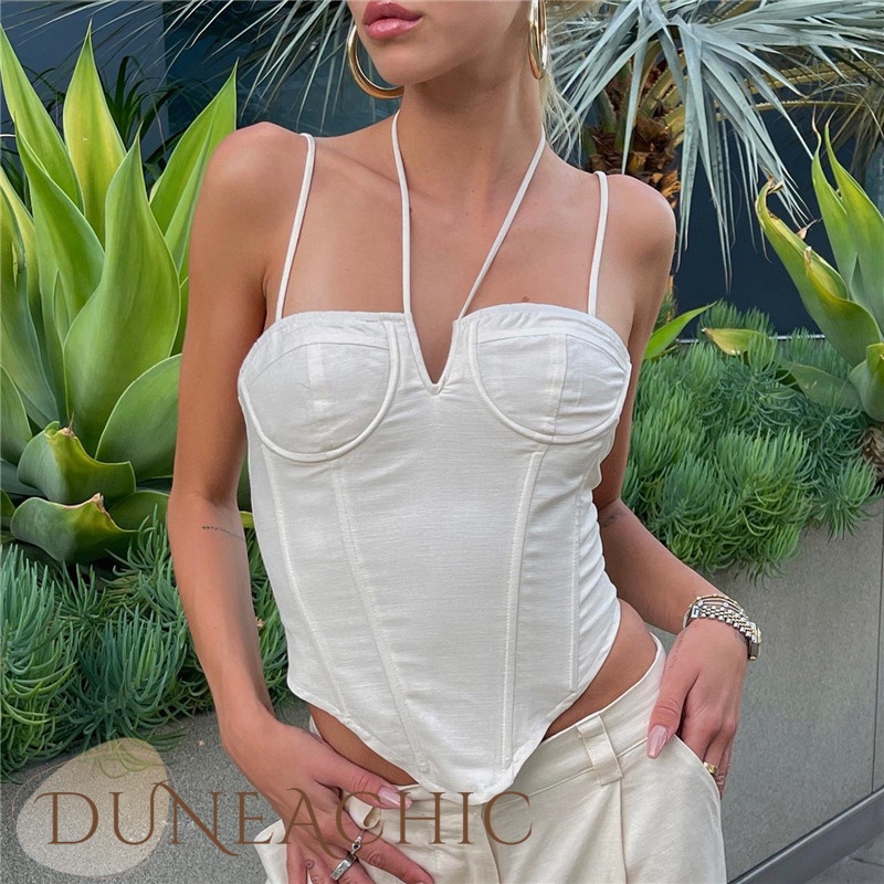 Áo hai dây DUNEA màu trơn hở lưng quyến rũ cho nữ