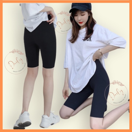 Quần Legging Nữ Đùi Biker Short Nâng Mông Cạp Cao Chất Cotton 100% Siêu Co Dãn Thoải Mái