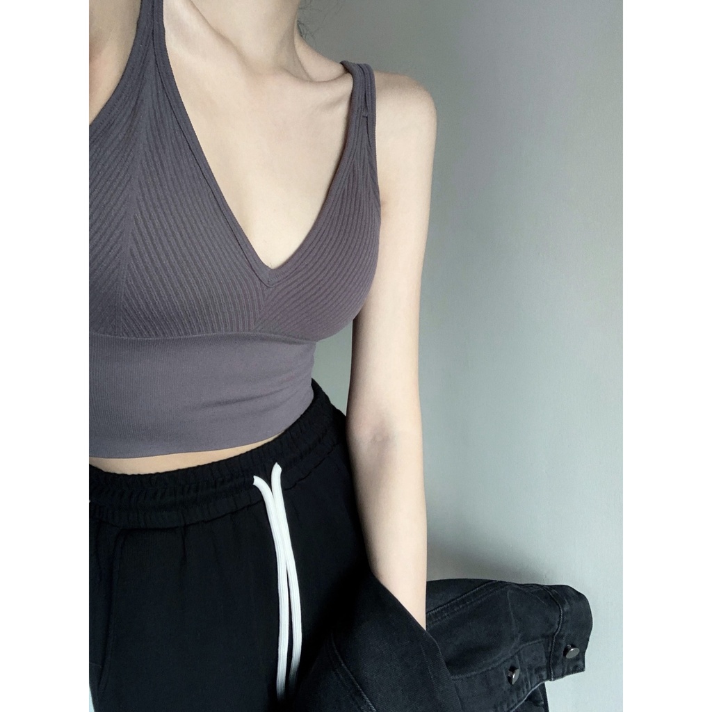 Áo Tank Top Cổ Chữ V Hở Lưng Có Đệm Ngực