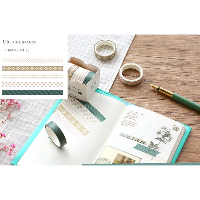 Washi tape set 5 cuộn SA05 trang trí scrapbook, sổ tay planner,...