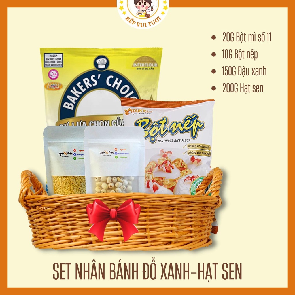 Nguyên liệu làm bánh trung thu nhân thập cẩm đầy đủ 10chiếc (có hướng dẫn) loại 150g
