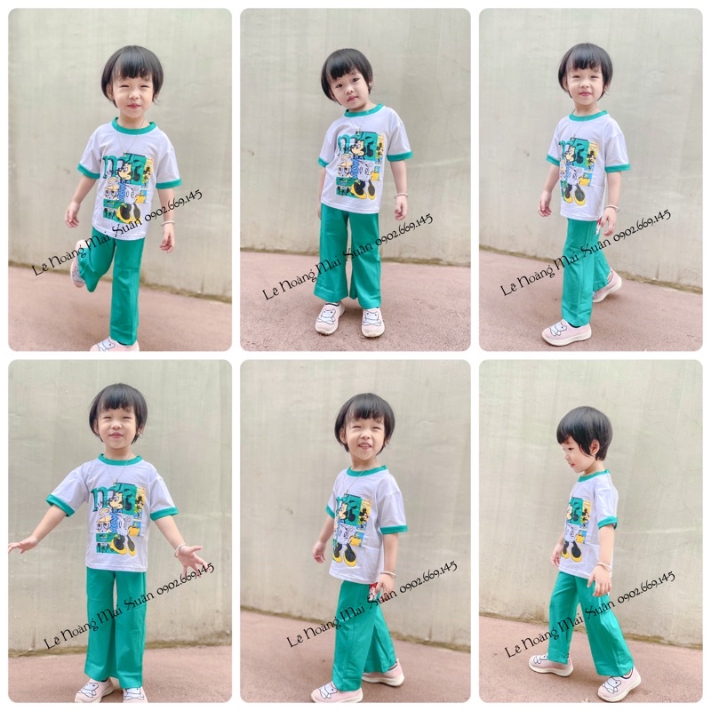 Set bộ áo thun tay ngắn quần dài ống suông rộng cotton 4 chiều cao cấp siêu dày dặn, mịn đẹp cho bé từ 12-40kg
