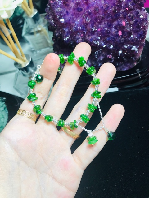 🎉Vòng tay Đá Diopside mix charm bạc 🌟