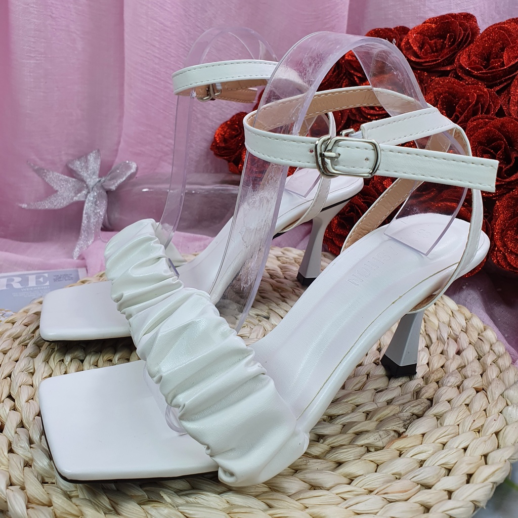 Giày cao gót nữ quai nhún 7 phân, giày cao gót bánh bèo hottrend Thiên An TA14