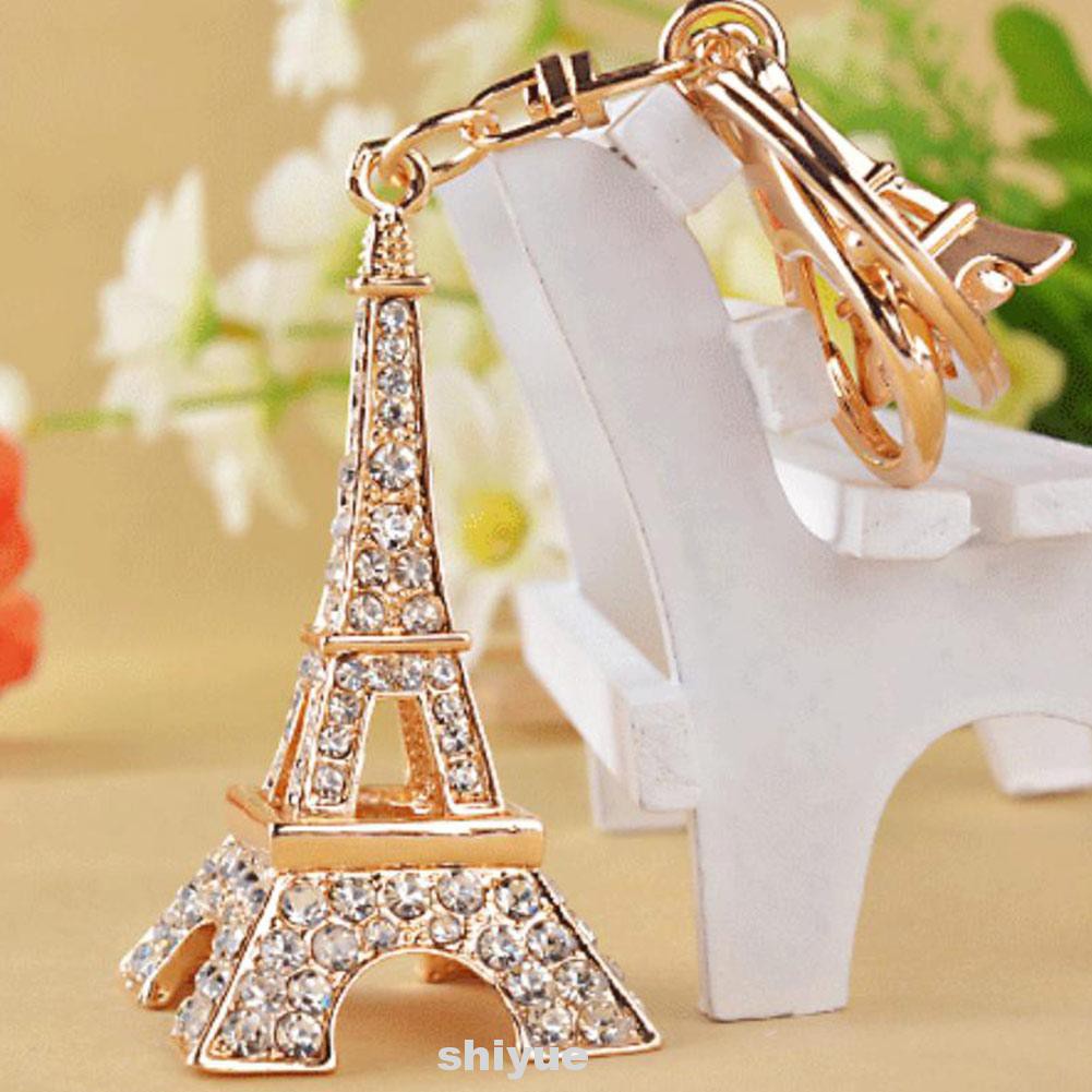 Móc Khóa Hình Tháp Eiffel Đính Đá Dễ Thương