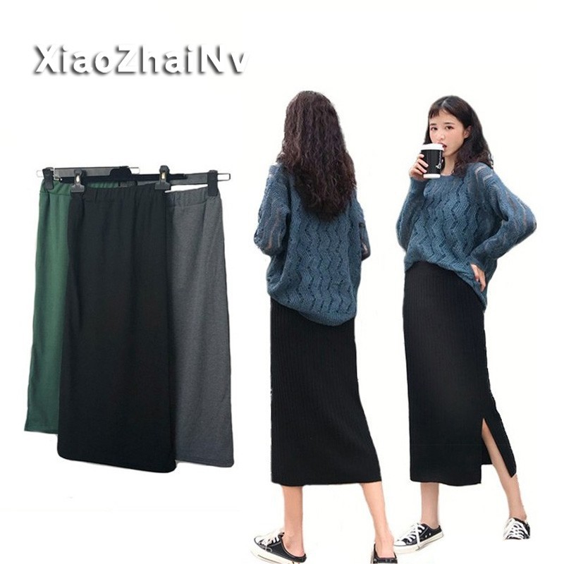 Chân váy dệt kim lưng cao Xiaozhainv thiết kế dáng ôm cho nữ