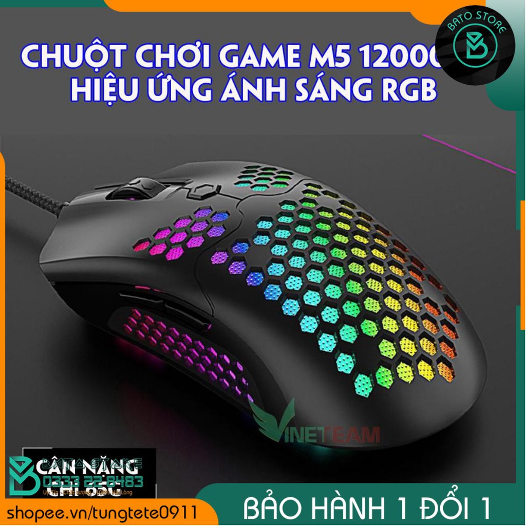 Chuột Quang Chơi Game Có Dây Zoya M5 12000 Dpi có thể điều chỉnh - Thiết kế độc lạ - Led Rgb đổi màu cực chất -dc4064