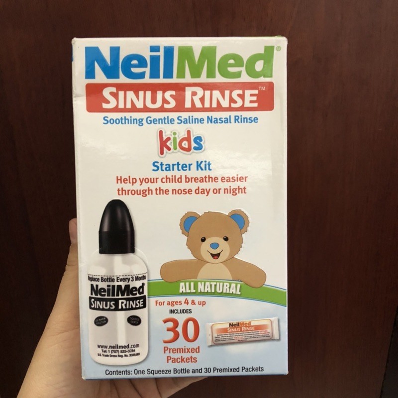 ❤ [Date 9/2022] Bộ rửa mũi trẻ em Neilmed Sinus Rinse Kids Mỹ (1 bình 120ml + 30 gói muối)