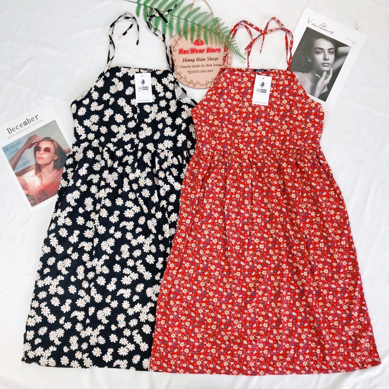 Váy Ngủ 2 dây hoa nhí 🦋FREESHIP🦋 Váy hoa nhí vintage hai dây nữ Ulzzang Hàn Quốc