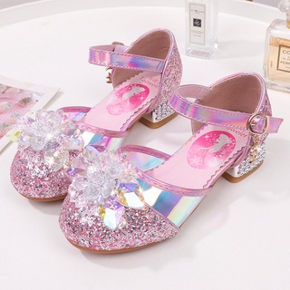 Giày công chúa cho bé gái Elsa cao gót đính đá cao cấp