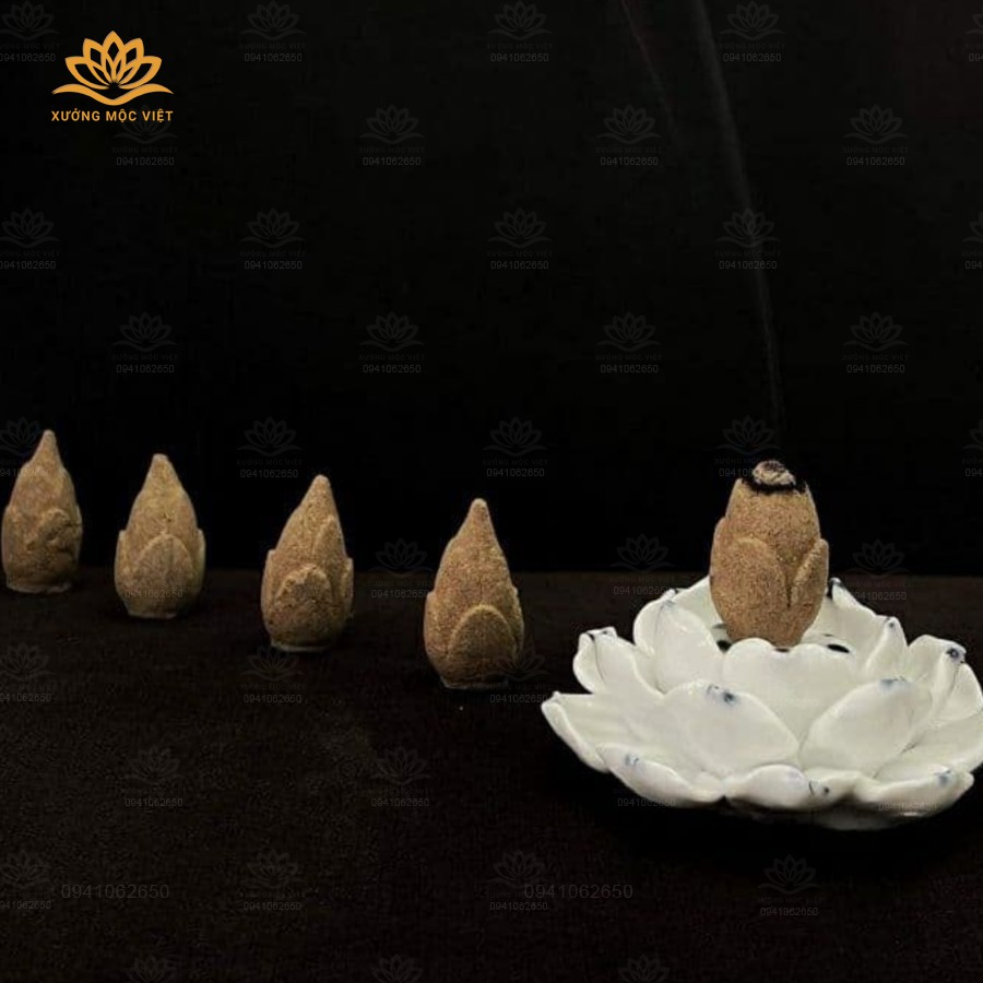 Combo Nụ Trầm Hương Sạch Tự Nhiên + Lư Sứ Xông Trầm Hương Cao Cấp | BigBuy360 - bigbuy360.vn