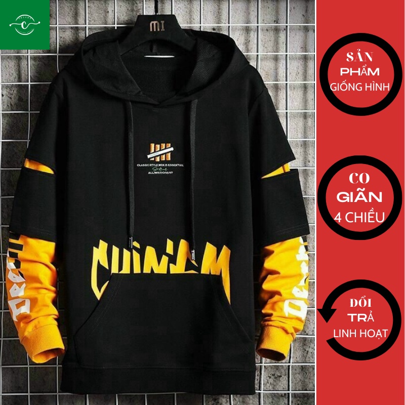 Áo Hoodie Nam Nữ Có Mũ Trùm Đầu In Chữ Sành Điệu - ÁO NỈ HOODIE PHỐI MÀU Tay Rách 36