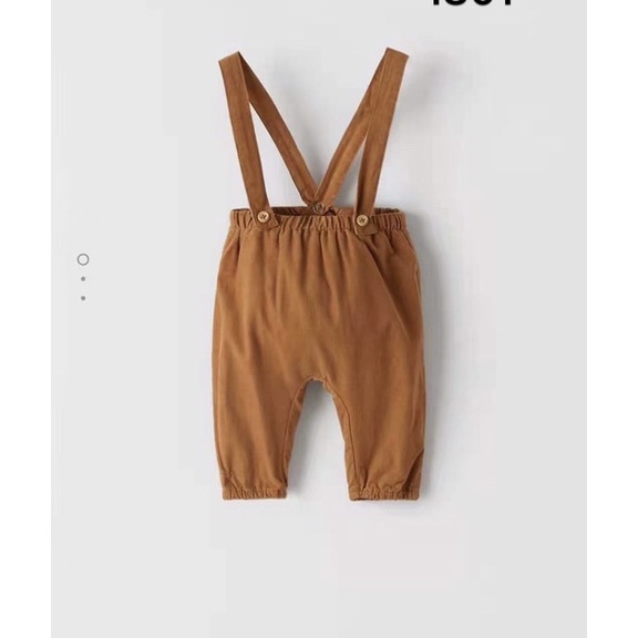 Quần yếm Zara nhung tăm nâu bò BT
