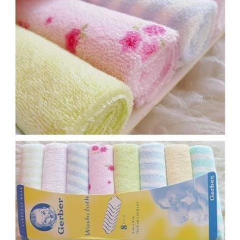 [TRỢ GIÁ] SET 8 khăn mặt Gerber cho bé , khăn sữa cao cấp siêu mềm