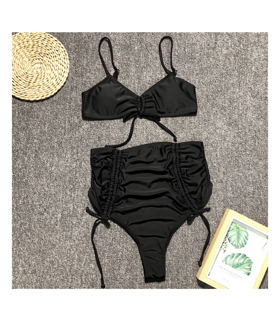 [BKN401] &lt;ÂU&gt; SET BIKINI ĐEN/CAM NEON QUẦN THONG/LỌT KHE (CẠP CAO)