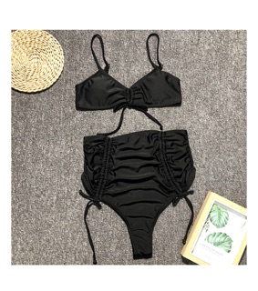 [BKN401] <ÂU> SET BIKINI ĐEN/CAM NEON (LỌT KHE) (CẠP CAO)