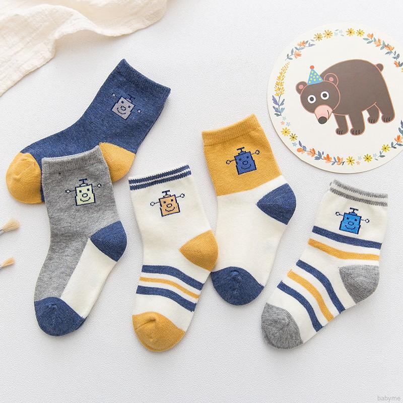 Set 5 đôi vớ cotton in họa tiết sọc ngang xinh xắn dành cho các bé