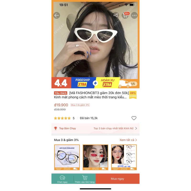 Kính mèo tam giác sang chảnh KM01 | BigBuy360 - bigbuy360.vn