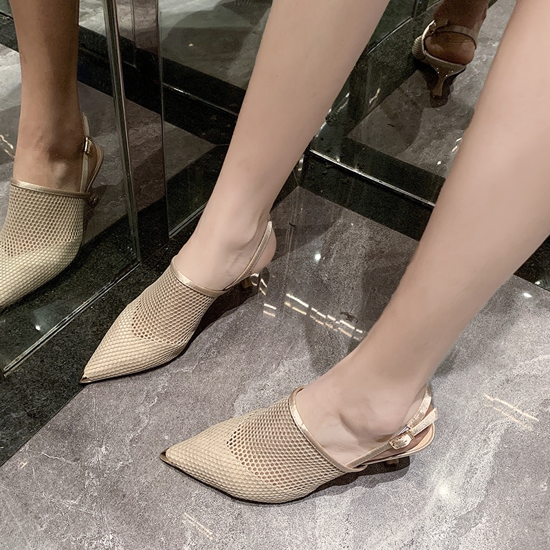 Giày Cao Gót Mũi Nhọn Thoáng Khí Thời Trang Nữ