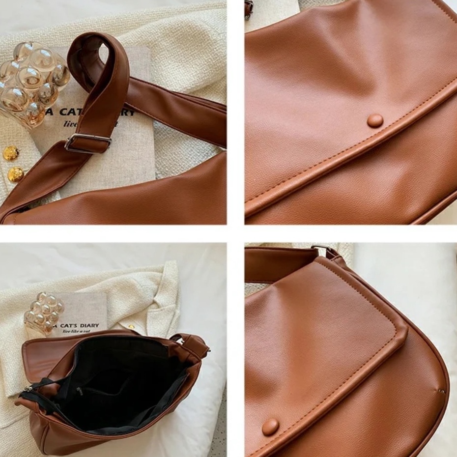 Túi đeo chéo Unisex kiểu dáng bì thư basic da mềm mịn đựng vừa laptop