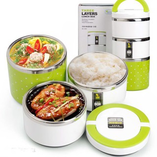 Camen 3 tầng inox, cặp lồng inox, hộp đựng cơm 3 tầng giữ nhiệt cực tốt, ruột inox không rỉ 304