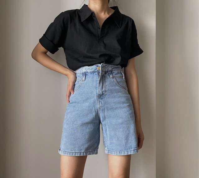 Áo polo trơn Audrey đen/trắng freesize 645 | BigBuy360 - bigbuy360.vn