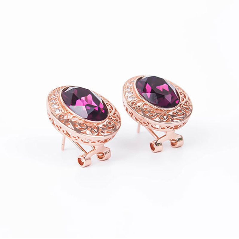 Set Vòng cổ Và Đôi Khuyên Tai Đính Đá Tím Phong Cách Cổ Điển Thanh Lịch Dành Cho Nữ