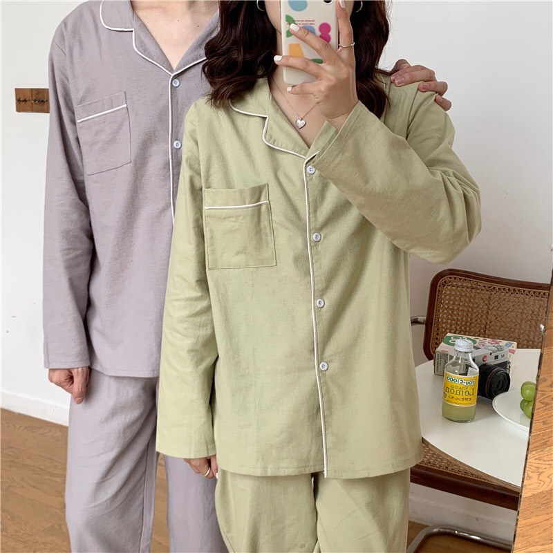 Đồ ngủ nam nữ chất cotton cao cấp - Bộ pyjama đôi- Qùa cưới ý nghĩa