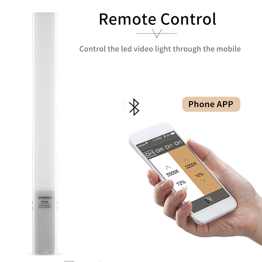 YONGNUO YN360S Ultra-mỏng cầm tay LED Video Light Phone App Control LED chiếu sáng Stick Đối với chụp ảnh cưới