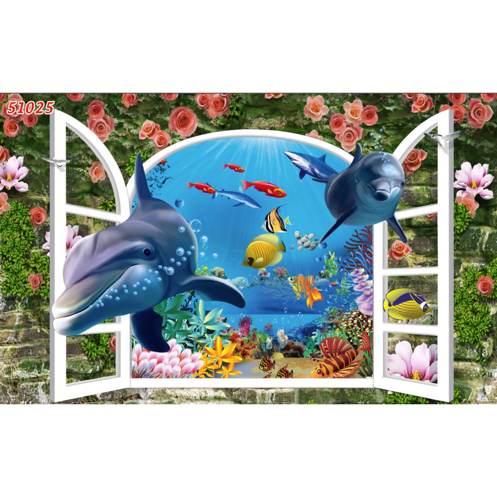 Tranh Dán Tường Đại Dương 3D Hiện Đại đẹp lung linh, hình ảnh chân thực