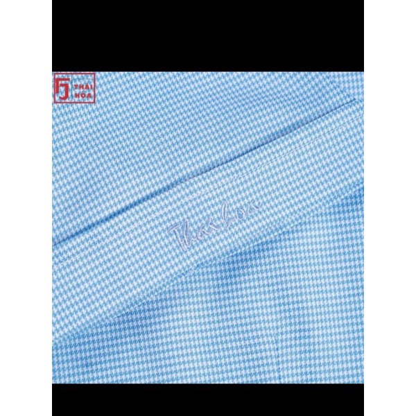 Áo sơ mi nữ Thái Hòa sọc caro màu xanh dương đậm