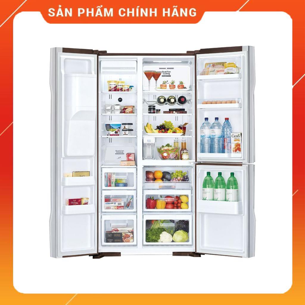 [ FREESHIP KHU VỰC HÀ NỘI ] Tủ lạnh Hitachi  side by side 3 cửa màu gương sọc R-FM800AGPGV4X(DIA)