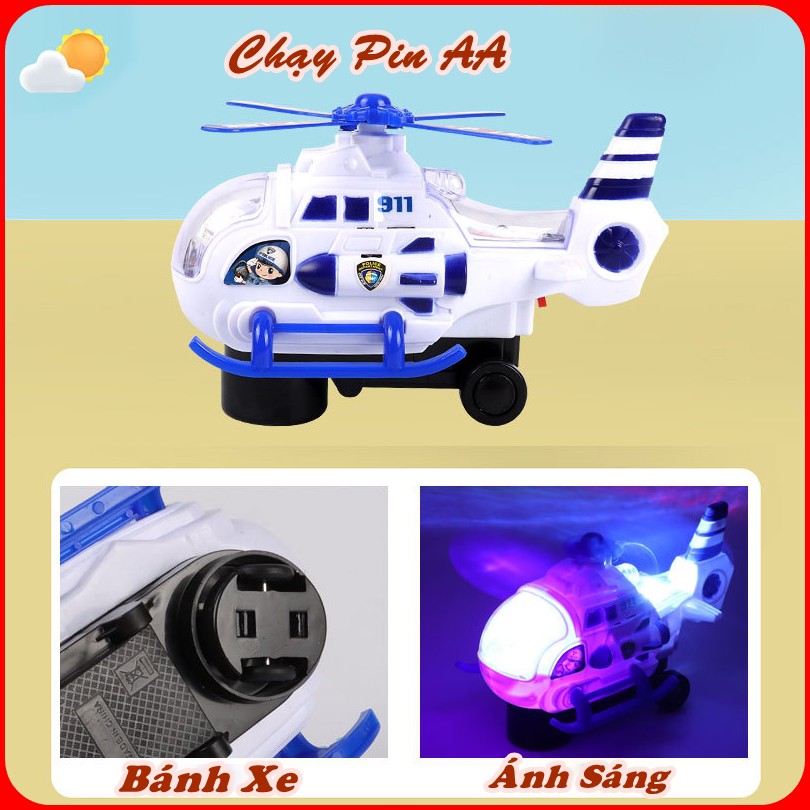Đồ chơi máy bay trực thăng chạy pin có âm thanh và ánh sáng di chuyển linh hoạt cực hay cho bé yêu