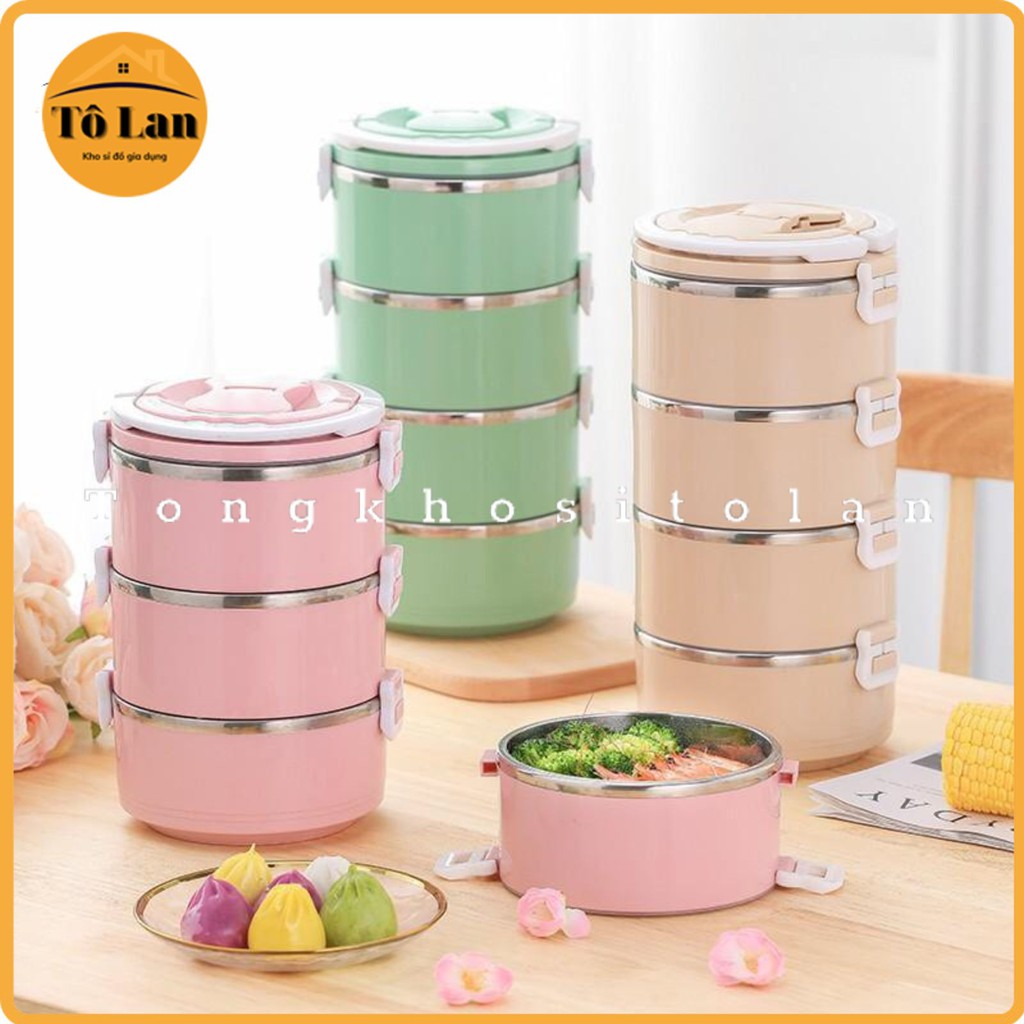 [QUÀ TẶNG LÀ KHẨU TRANG BẠN NHÉ] Hộp Đựng Cơm Văn Phòng Giữ Nhiệt 4 Tầng / Cặp Lồng Đựng Cơm Lúa Mạch Lõi Inox Cao Cấp