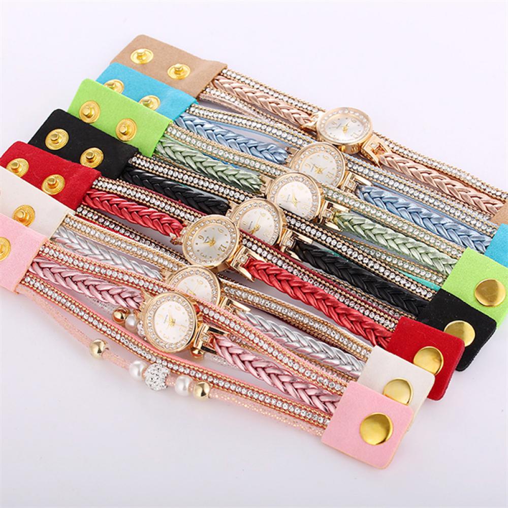 Đồng Hồ Quartz Đính Đá Dây Đeo Da A5Y6