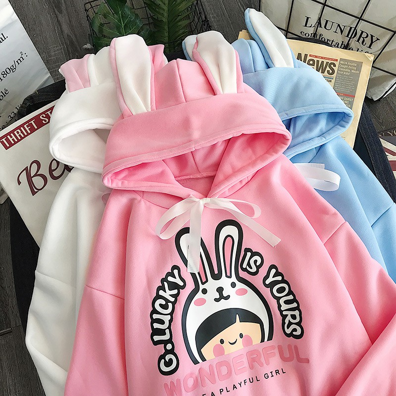 Áo Khoác Hoodie Form Rộng WONDERFUL TAI THỎ Unisex Nam Nữ