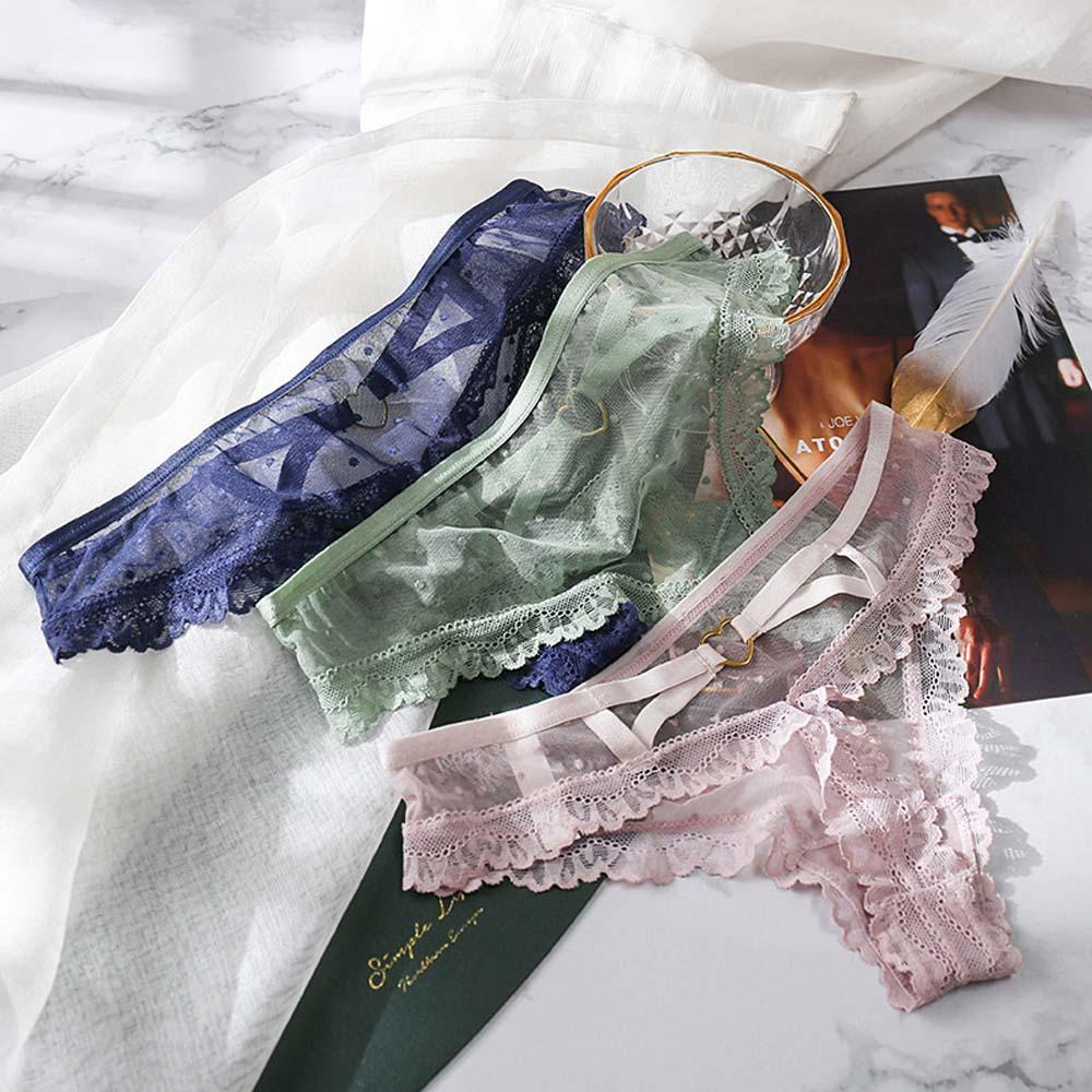 Quần Lót Cotton Lưng Thấp Phối Lưới Gợi Cảm WMES15H Cho Nữ