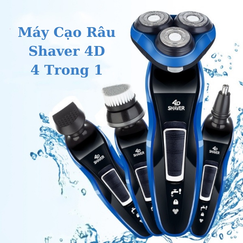 Máy Cạo Râu [HÀNG SHOP] Đa Năng 4 in1 cạo râu ,cắt tóc, massage mặt, tỉa lông mũi , Dao Cạo Râu, 4D – Lưỡi Dao Tự Mài