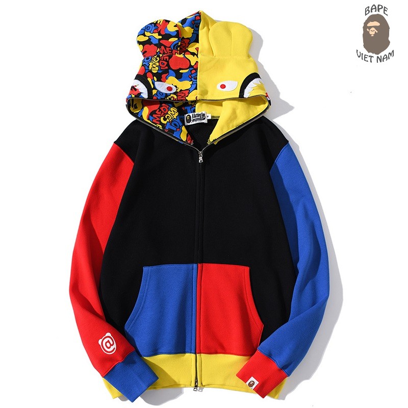 [ODER] Jacket Bape Shark x Medi Com Toy fullzip , Áo khoác Hoodie Bape Cá Ngáo 2 tai siêu Cute