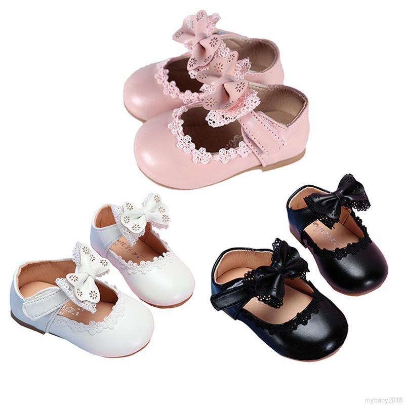 My Baby  Giày sandal da PU mềm, êm chân với trang trí nơ xinh xắn cho bé gái