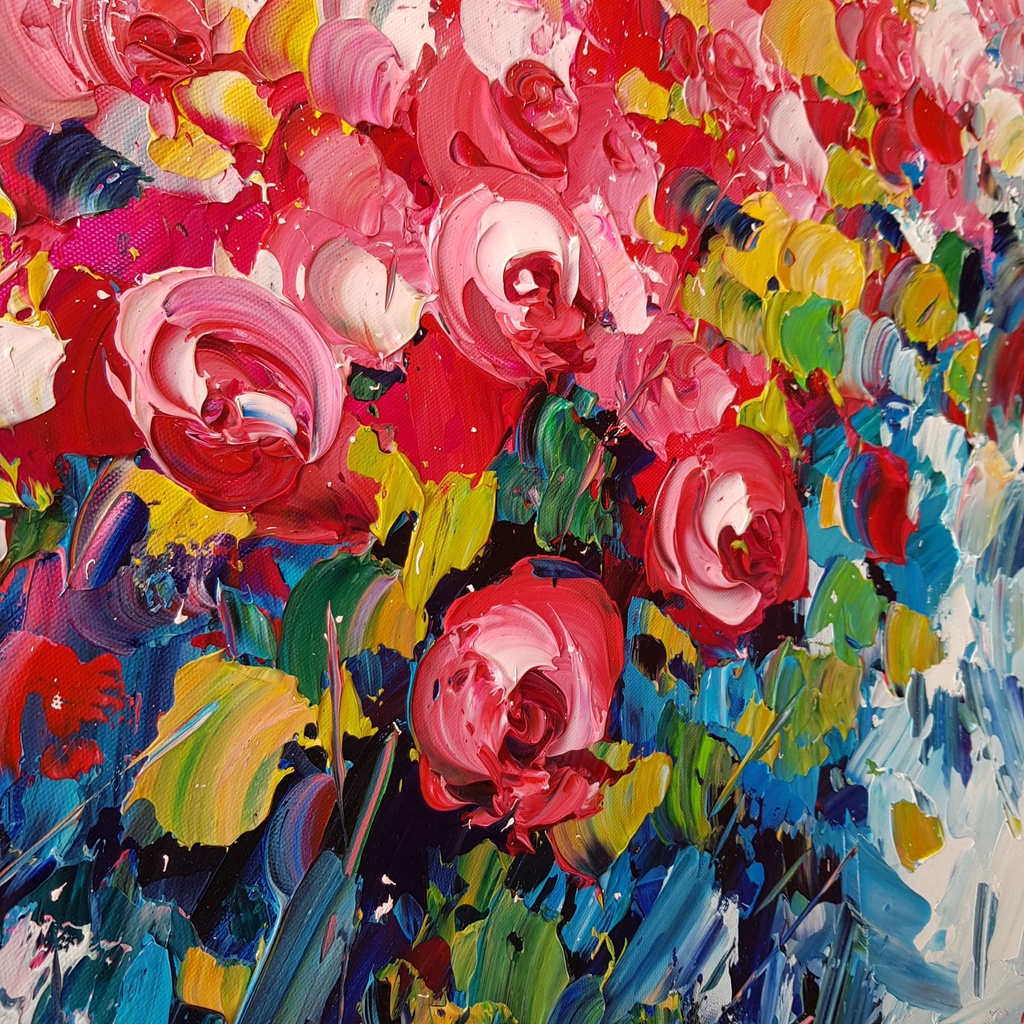 ĐOÁ HỒNG 3 - TRANH SƠN DẦU TRANG TRÍ PHÒNG NGỦ  TRANH SƠN DẦU MINH HUY GALLERY