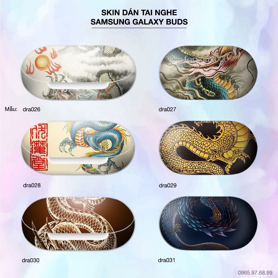 Skin dán tai nghe Samsung Galaxy Buds in hình Rồng Dragon 05