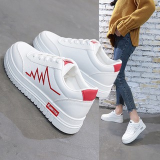 GIÀY NỮ 💖FREESHIP💖 GIÀY THỂ THAO NỮ ĐỘN ĐẾ 3 PHÂN MÀU TRẮNG HOT 2020