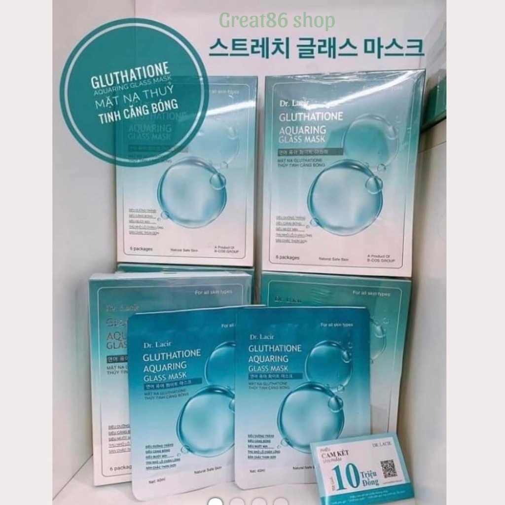 Mặt nạ thủy tinh căng bóng Dr Lacir Great86 mặt nạ glutathione chính hãng giúp trắng da ngừa lão hóa hộp 6 miếng