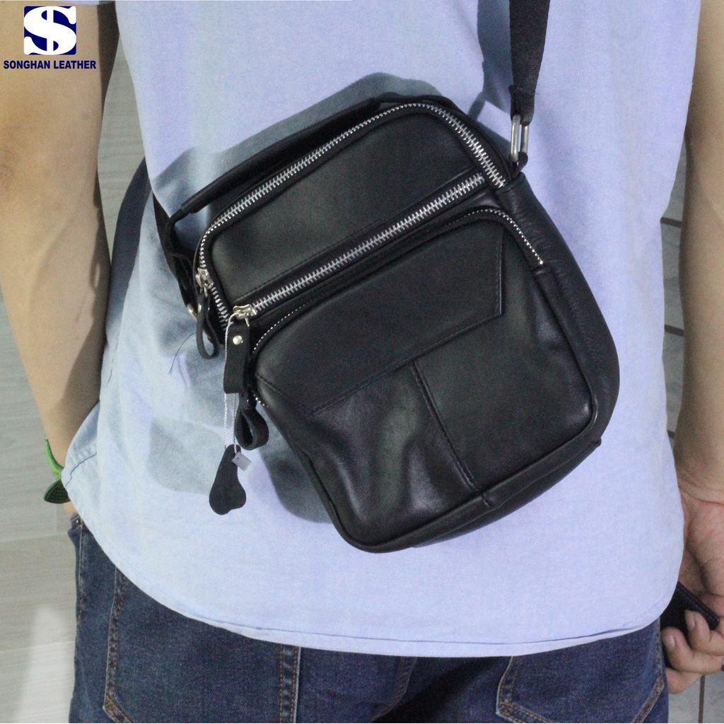 Túi Đeo Chéo Nam Mini Da Bò Cao Cấp Songhan Leather BM04,Túi Đeo Vai Thời Trang Đựng Vừa Ipadmini,Bảo Hành 12 Tháng