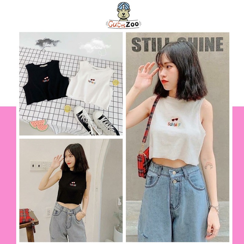 Áo croptop body 3 lỗ nữ in Summer chất thun gân mềm mát - CUTEZOO