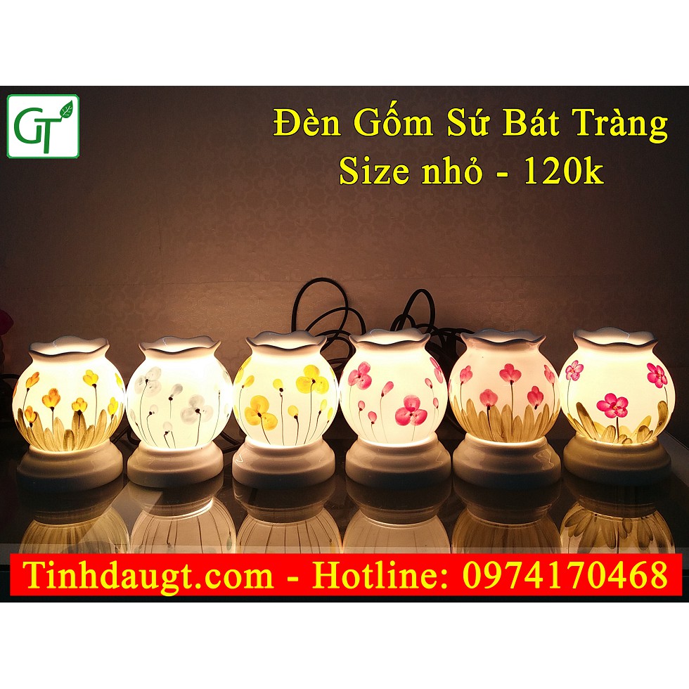 đèn tinh dầu FREESHIP Đèn Xông Tinh Dầu Gốm Sứ Bát Tràng Cao Cấp + Tặng Tinh Dầu Quế 10ml  + Tặng bóng dự phòng