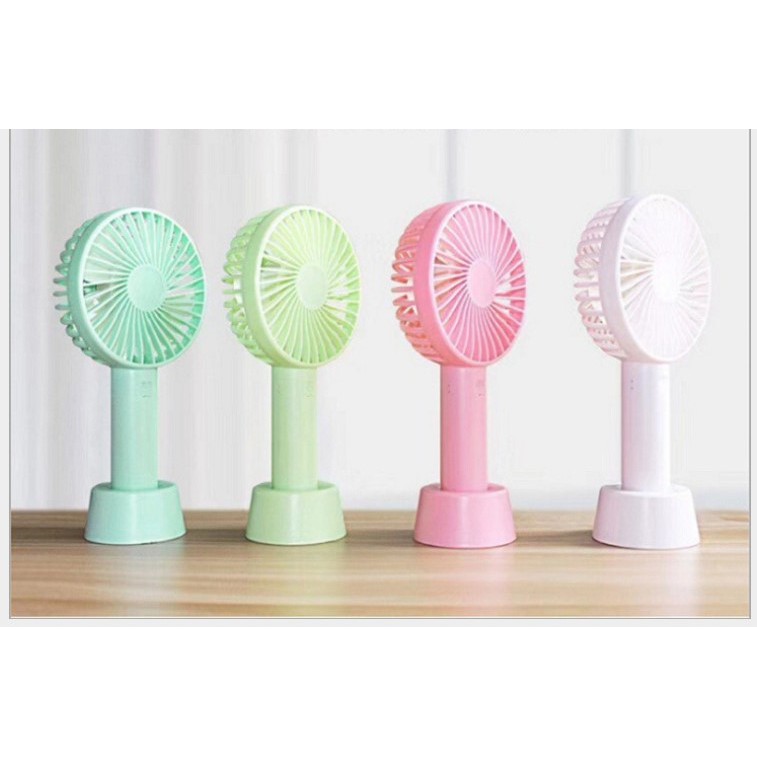 Quạt mini cầm tay tích điện 3 Chế Độ Gió [Full Box, Pin, Dây Sạc, Đế Chống Trượt]