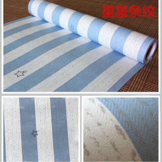Giấy dán tường kẻ sọc màu xanh ngọc